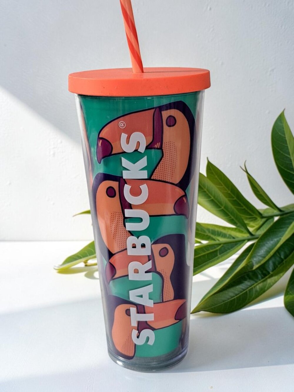 Starbucks 2014 Toucan 24oz Tumbler Rare Tropical Bird Cold Cup Acrylic